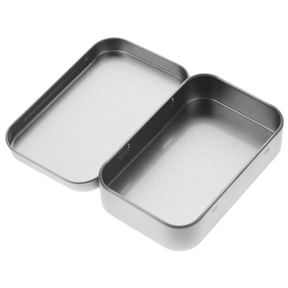 PBPBOX Plated Silver Small Metal Container with Lid Hinged Tin Box for Secure Storage