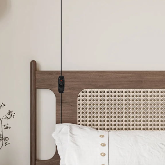 PBPBOX Inline Lamp Switch with Red LED Indicator for Office Desk Lamps Black Cord Power Switch