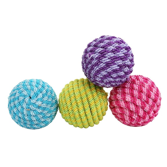 PBPBOX Interactive Cat Ball Toy for Pet Use Assorted Color Durable Rope and Plastic Perfect for Chewing and Exercise 4pcs