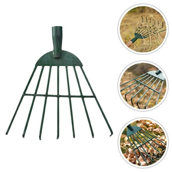PBPBOX Iron Weeding Rake Traditional Forging Process Dark Green Gardening Tool 1Set