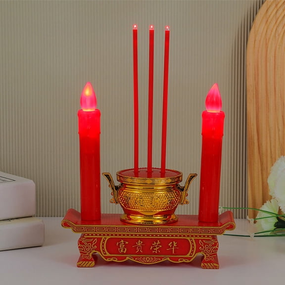PBPBOX Red LED Pillar Candles Flameless Candle Lights for Chinese New Year Decoration