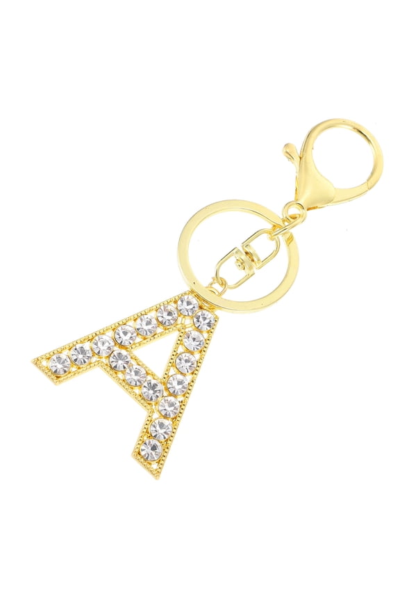 Initial Keyring Crystal Rhinestone Letter A Shape Pendant Keychain 1Set