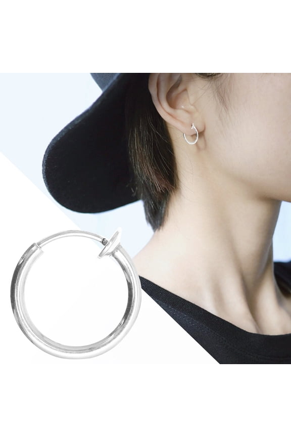 Mens Earings Stainless Steel Universal Style 1Pack Steel Color