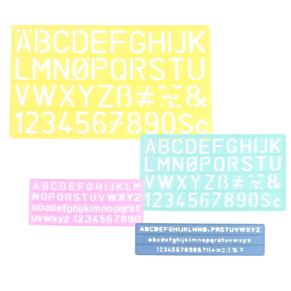 PBPBOX 4Sets Plastic Letter Template Rulers for Writing Art Crafts with Assorted Colors