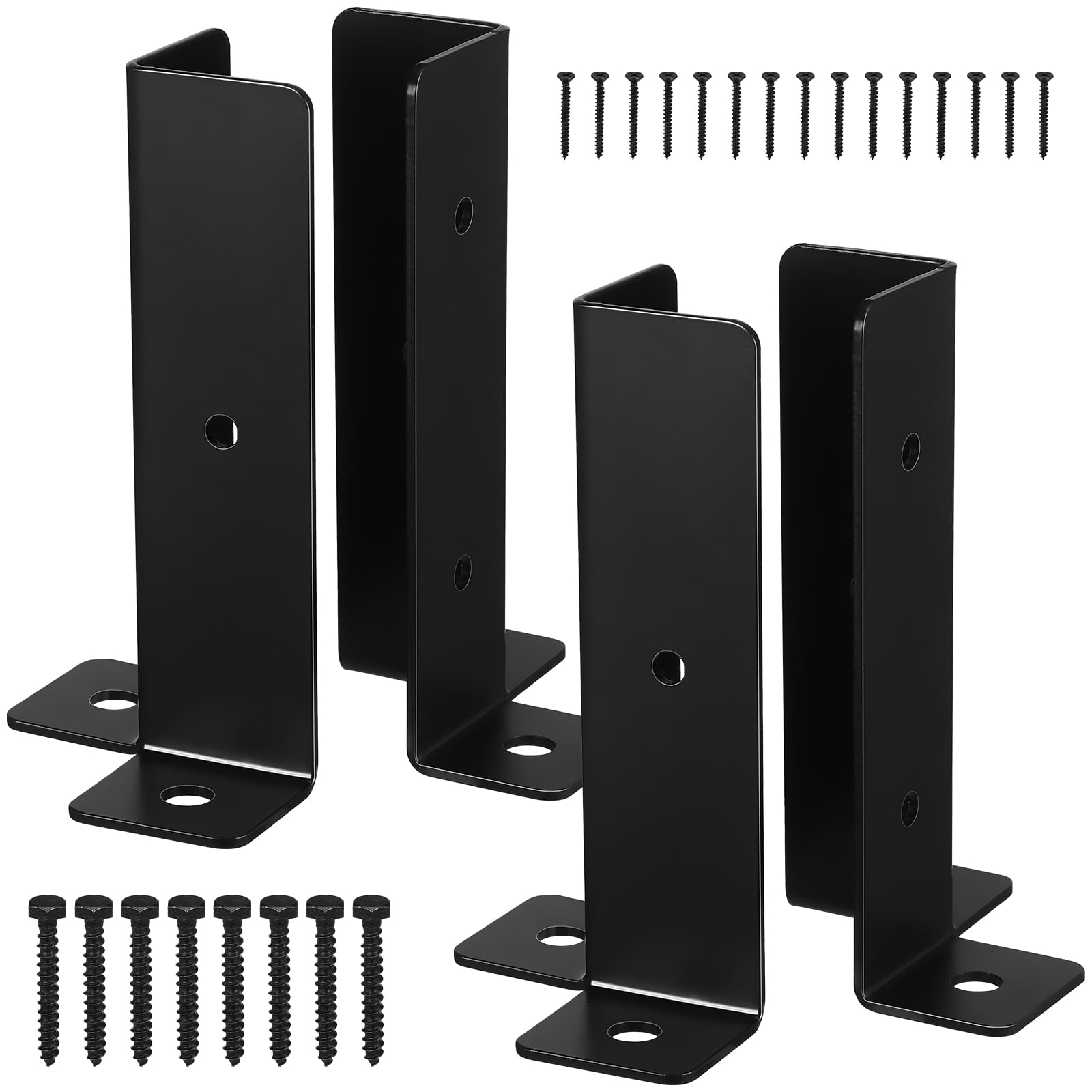 PBPBOX Patio Post Base 4Set Black Iron for Garden Fence and Deck Posts ...
