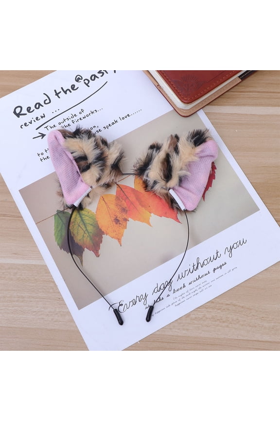 Fuzzy Headband Cat Ear Shape Hair Band Leopard Print 1Pcs