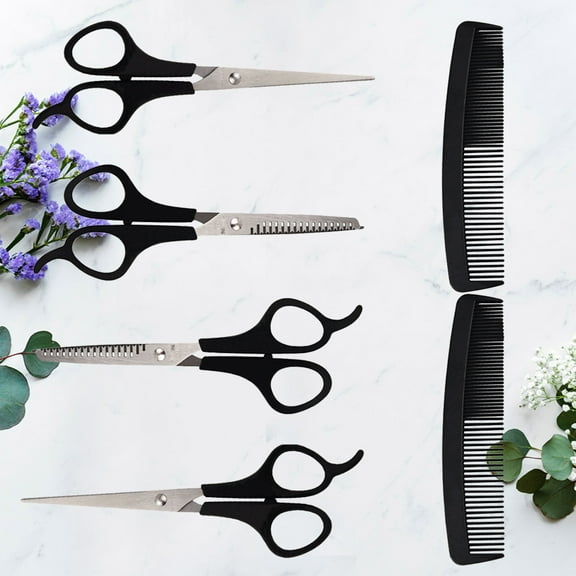 PBPBOX Professional Haircut Barber Tools Black 2 Sets of 6pcs