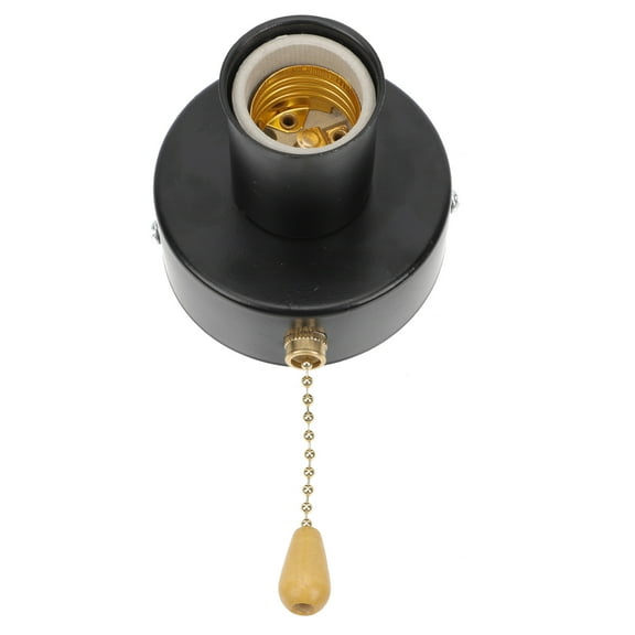 PBPBOX 1Set Wall Light Pullswitch Lamp Holder with Pull Chain Black