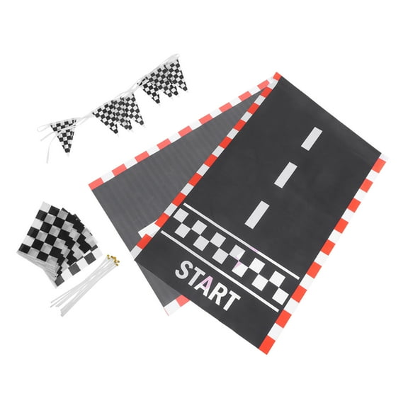 PBPBOX Small Checkered Flag Floor Runner Cloth 1 Set