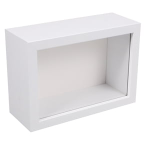 PBPBOX White Wooden Display Frame with Glass Window for Specimen and Keepsake Display