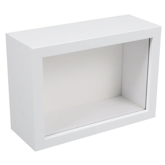 PBPBOX White Wooden Display Frame with Glass Window for Specimen and Keepsake Display