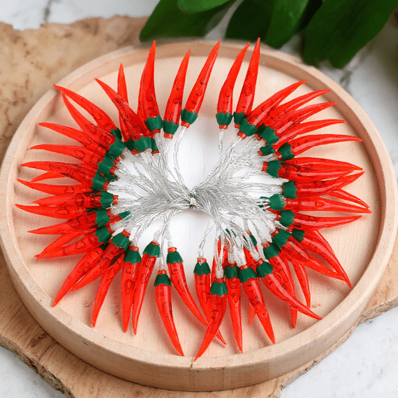PBPBOX Red Chili Pepper Lights String for Decoration Battery Operated LED Light 5 Meter Long Ideal for Parties