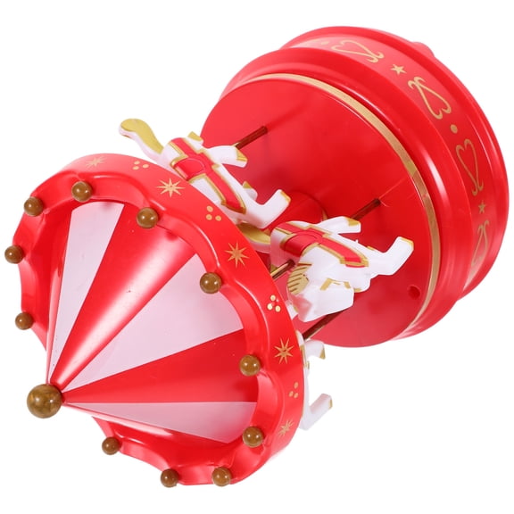PBPBOX Red Romantic Carousel Music Box Plastic Desktop Decor Charming Girls Size 4.5 Inches