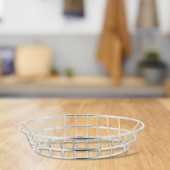 PBPBOX Silver Wire Snack Container for Food Storage Oval Metal Basket