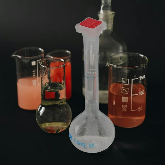 PBPBOX White Plastic Lab Flask for Accurate Liquid Measurement Compact and Portable 50ml