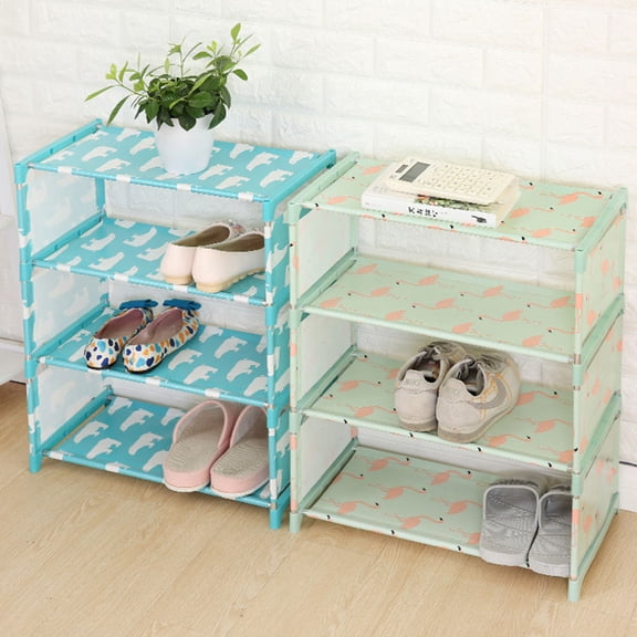 PBPBOX Sky Blue Shoe Storage Cabinet with Metal and Waterproof Fabric for Home Decoration
