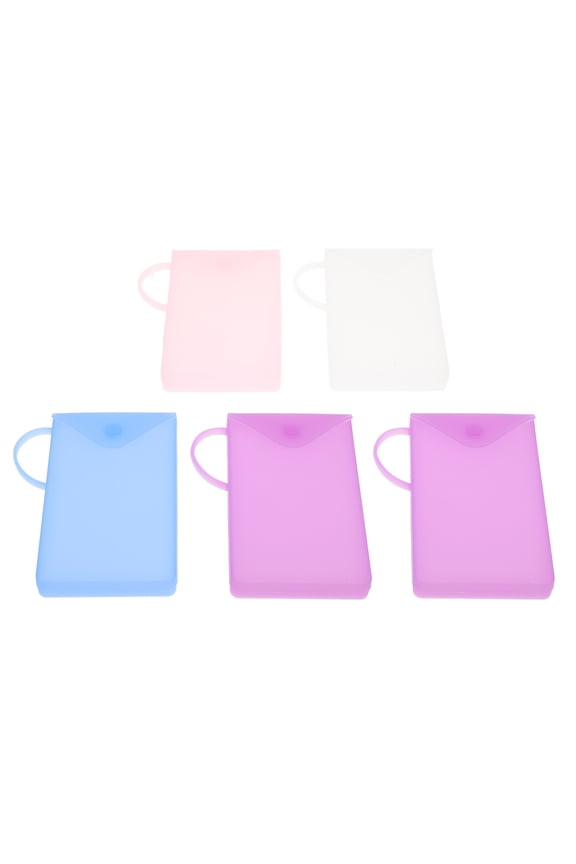 5Pcs Lightweight Silicone Mask Storage Bags Dust Proof Face Cover Organizer in Assorted Colors