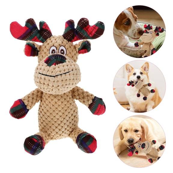 PBPBOX Small Dog Chew Toy Plush Reindeer Santa Design Assorted Color Dog Chewing 1 Set