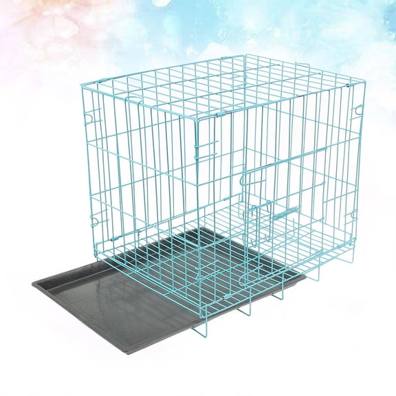 PBPBOX Blue Folding Steel Dog Cage Durable Pet Cage House with Breathable Design for Easy Transport