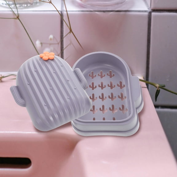 PBPBOX Soap Sponge Holder Soap Dish Purple Plastic Protective Lid Kitchen Accessories 1Pcs