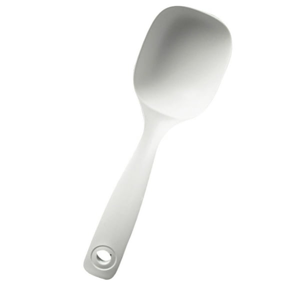 PBPBOX Ergonomic White Kitchen Ladle for Soup and Porridge Serving with Resistance