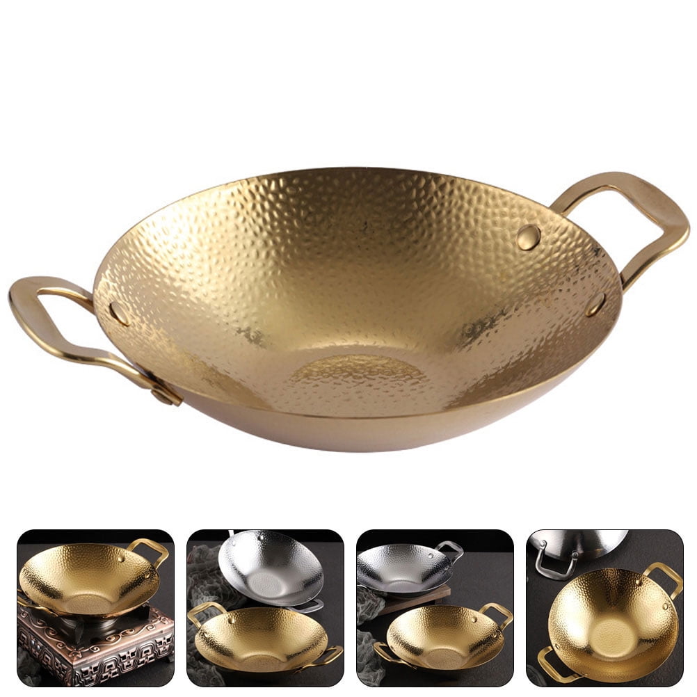 PBPBOX Golden Stainless Steel Kitchen Cooking Pot with Double Handles for Outdoor and Household Use Nonstick Surface
