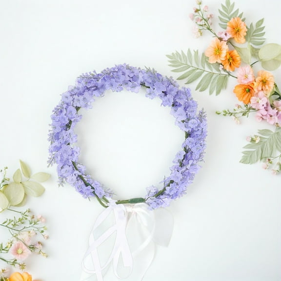 PBPBOX Bridal Floral Headband Lavender Realistic Texture Comfortable Wear for Special Occasions