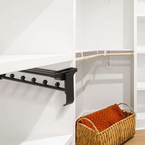 PBPBOX Retractable Closet Rod, Heavy Duty, Black ABS and Nickel-Plated Iron, Smooth Sliding, for Decor