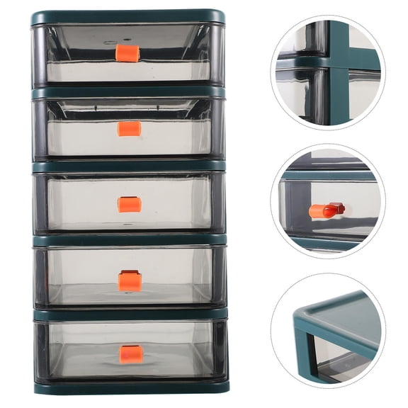 PBPBOX Green Plastic Storage Drawers Organizer with Multiple Layers for Tabletop Storage