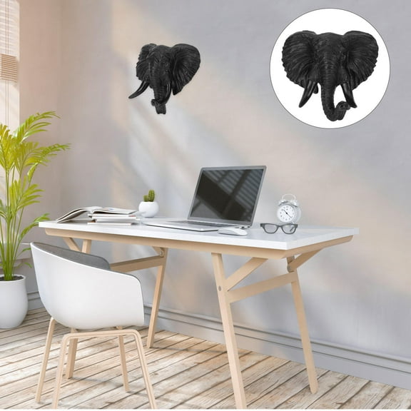 PBPBOX Lifelike Elephant Head Wall Ornament Resin Craft for Indoor Home Decor