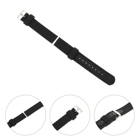PBPBOX Durable Black Nylon Waterproof Watch Strap for Men Adjustable Replacement