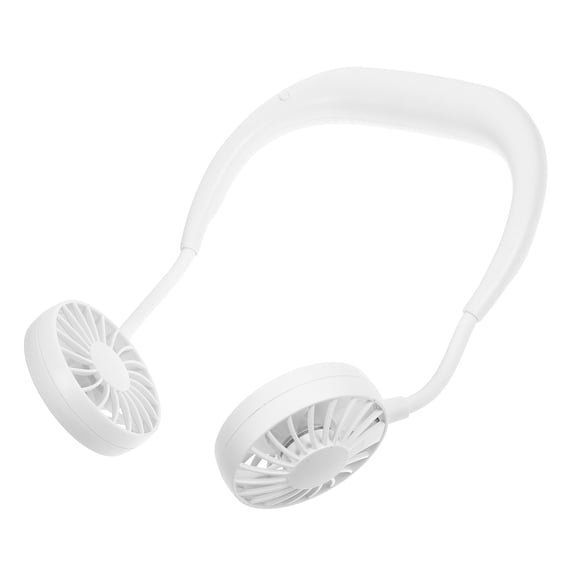 PBPBOX White Neckband Mini Fan with Powerful Airflow Hand Free Cooling for Personal Use Adjustable Levels Plastic 3 Levels