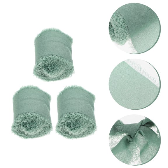 PBPBOX Wrapping Ribbons Green Fringed Handmade Design Women Celebrations 3 Rolls