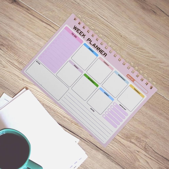 PBPBOX Weekly Plan Notepad Pink Paper Ample Space Writing For Work Calendar 1Set