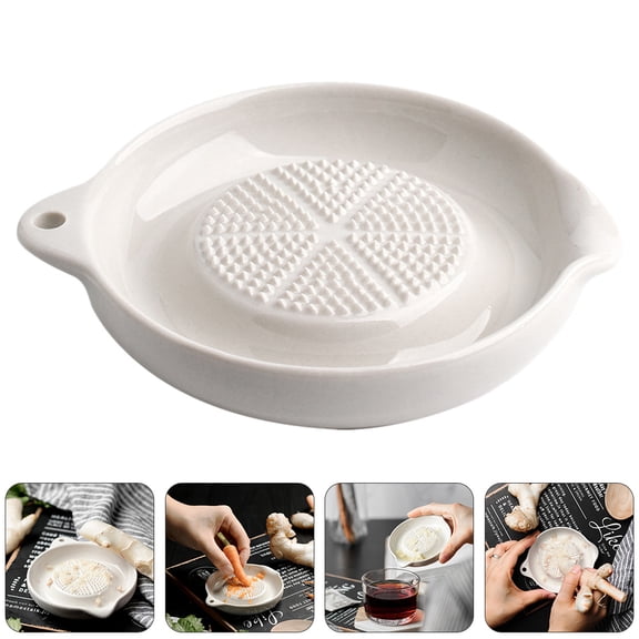 PBPBOX White Ceramic Manual Food Grinding Bowl for Kitchen Use Ideal for Baby Complementary Food 6.3 inches