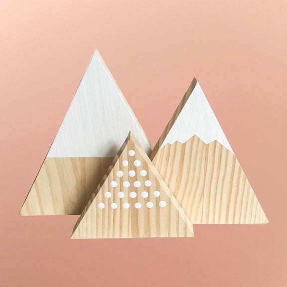 PBPBOX White Wooden Decoration Simulated Mountain Ornament for Home or Office Decoration 3PCS