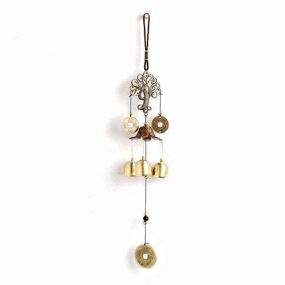 PBPBOX Hanging Bell for Door Copper Metal Windchime Golden 1Set for Home Decoration