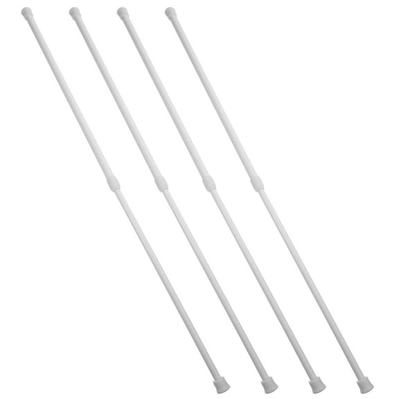 PBPBOX 4Pcs Adjustable Closet Tension Rods White Spring Loaded Rod with Rubber Ends