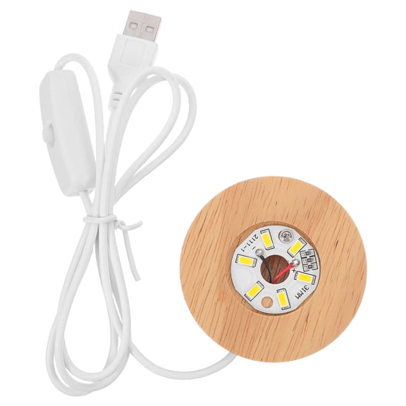 PBPBOX Wooden Base Wood Display Stand For Crystal Lighting With USB Powered Illumination 1Pack