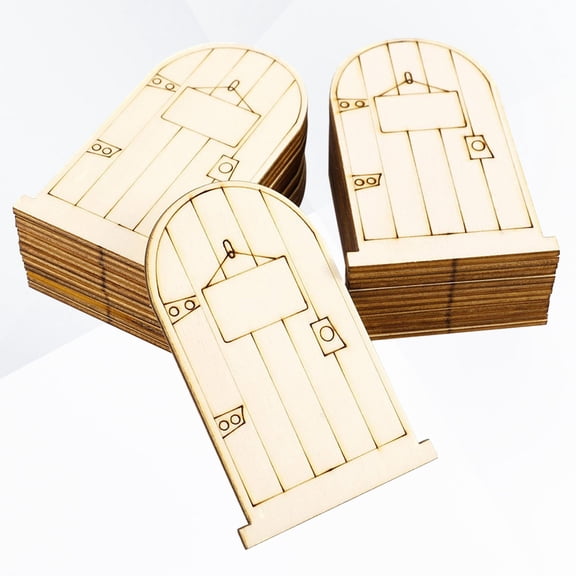 PBPBOX Wooden Fairy Doors Unpainted Craft Pieces for DIY Home Decoration Perfect for Paint and Decor Khaki 50pcs