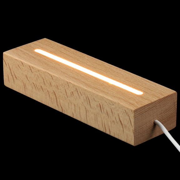 PBPBOX Wooden LED Light Base with USB Interface for Decoration Assorted Color Beech Wood Warm Light