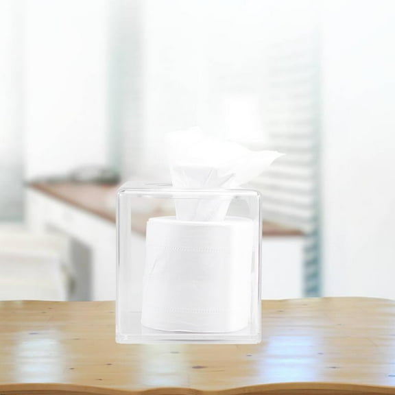 PBPBOX Acrylic Tissue Storage Box with Clean Modern Look for Living Room and Bathroom