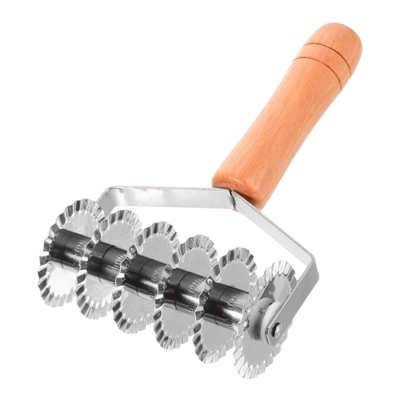 PBPBOX Wood Handle Stainless Steel Lattice Dough Cutter for Kitchen Supplies