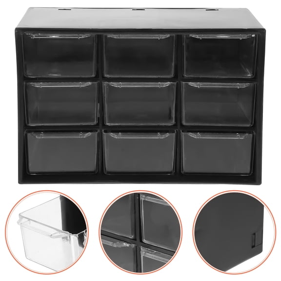 PBPBOX Desktop Storage Box Black Plastic Multi Function Organizer Drawers