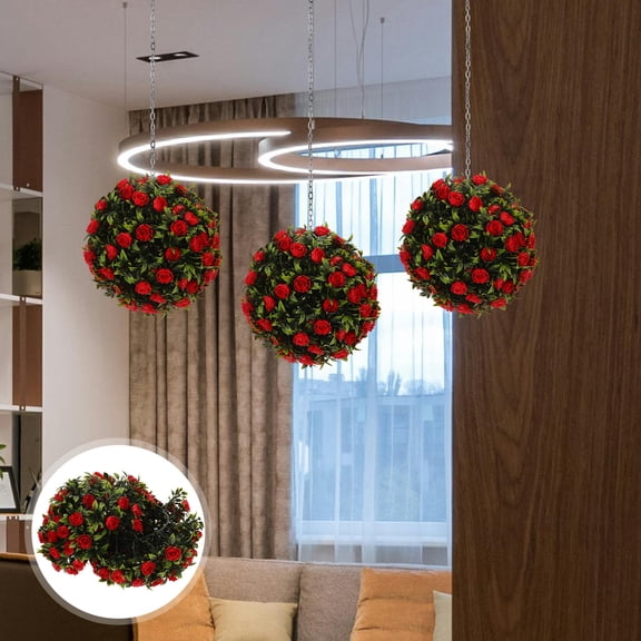 PBPBOX wedding decorations Artificial Topiary Ball Plastic Decorative Red 1Set