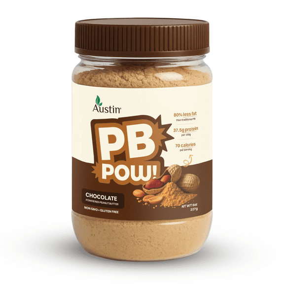 PBPow! Chocolate Powdered Peanut Butter, 8 oz (227g) - [Pack of 2] - Non-GMO, Gluten Free, Vegan, Plant-Protein
