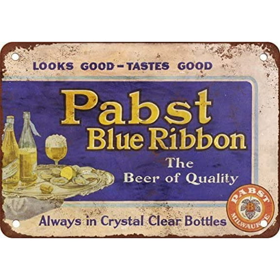 PBR in Clear Bottles Vintage Look Reproduction Metal Aluminum Sign Size: 8 x 12 Inches