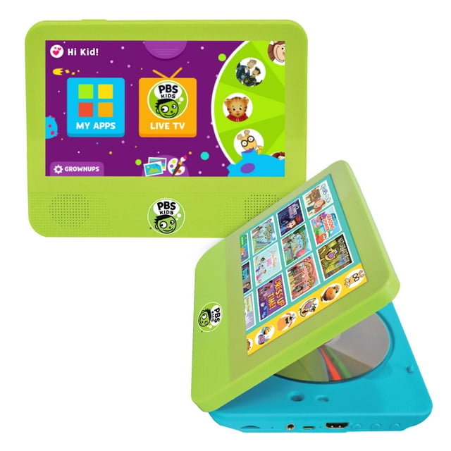 PBS Kids 7" HD screen Kid-friendly Tablet DVD Player, Green and Blue, 28 oz