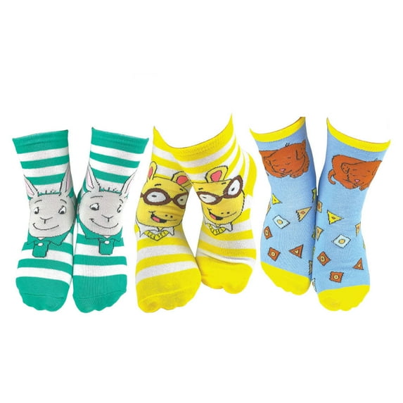 PBS Kids Arthur Colorful Crew Socks - 3 Pair Set Options (Kids Size)