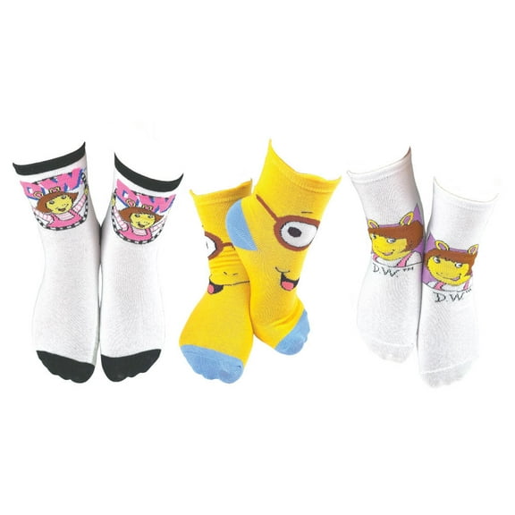 PBS Kids Arthur Colorful Crew Socks - 3 Pair Set Options (Kids Size)